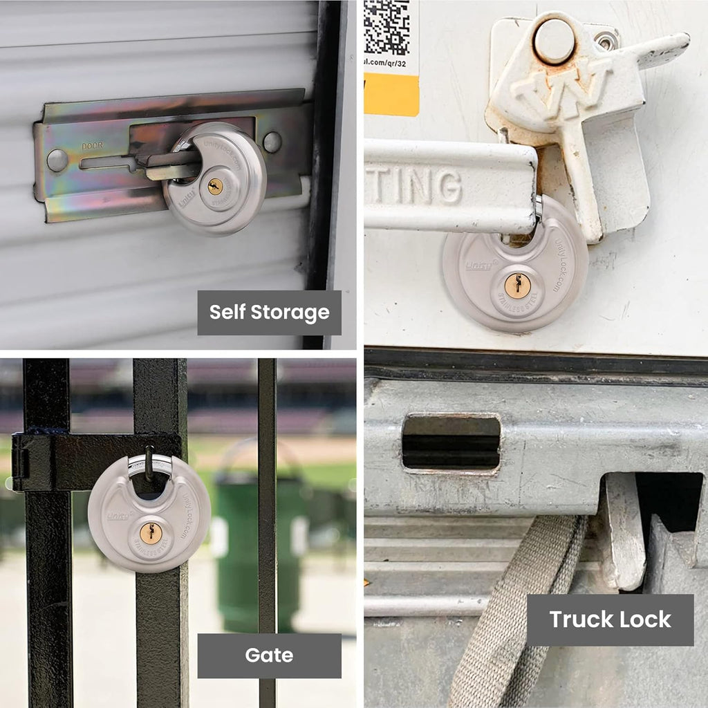 Stainless Steel Disc Padlock, Same Key Open, 2-3/4" (70mm), Pack of 2 W12850