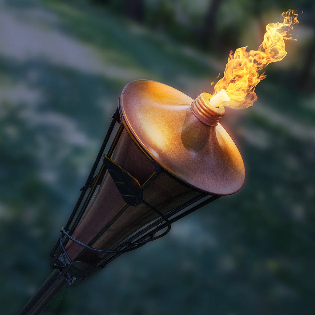 Bamboo Torches with Metal Oil Canisters, 5 ft F350943
