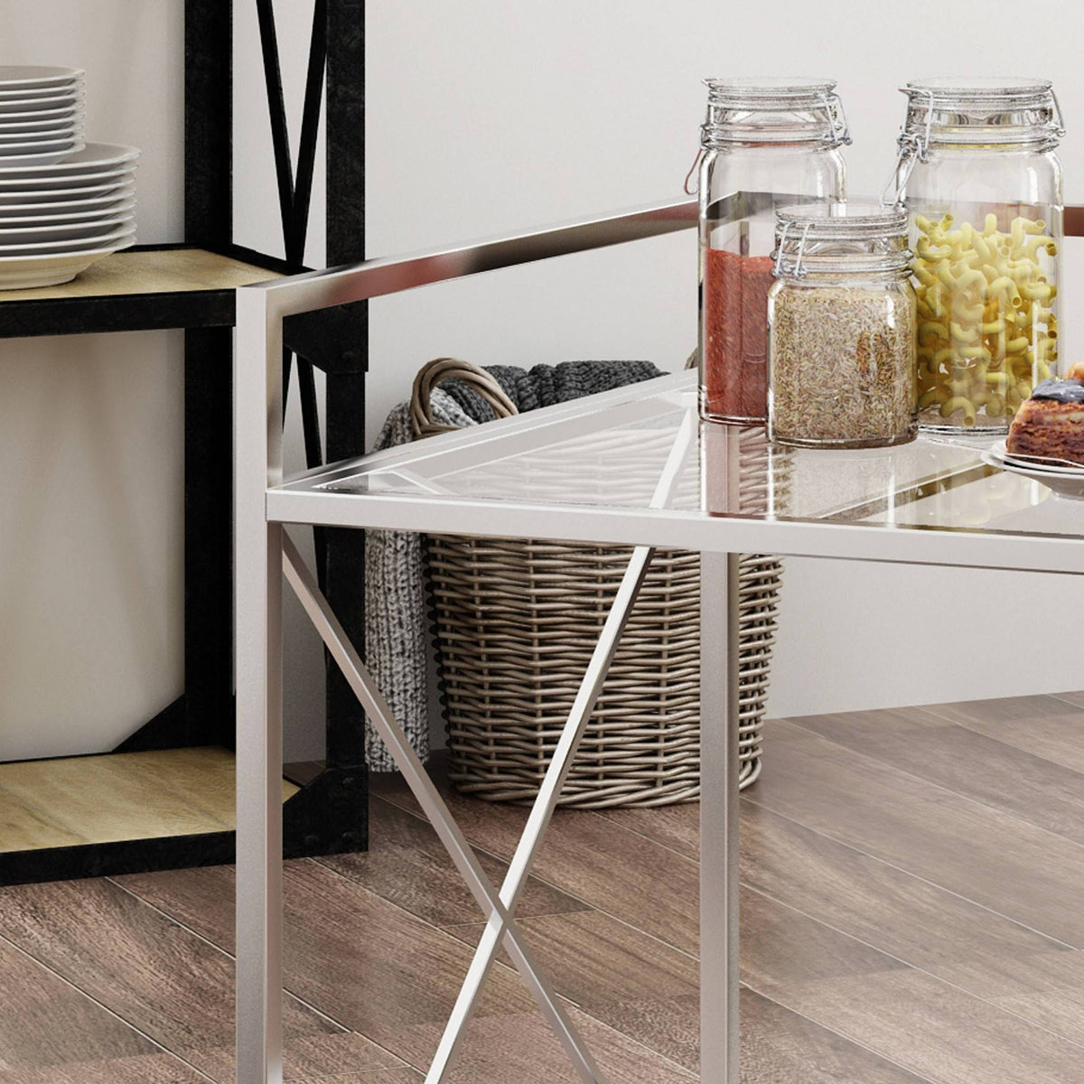 Silver Finish Bar Cart J263656