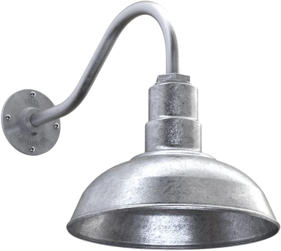 Matte Black 12 inch Dome 11 inch Gooseneck Outdoor Wall Mounted Barn Light G160
