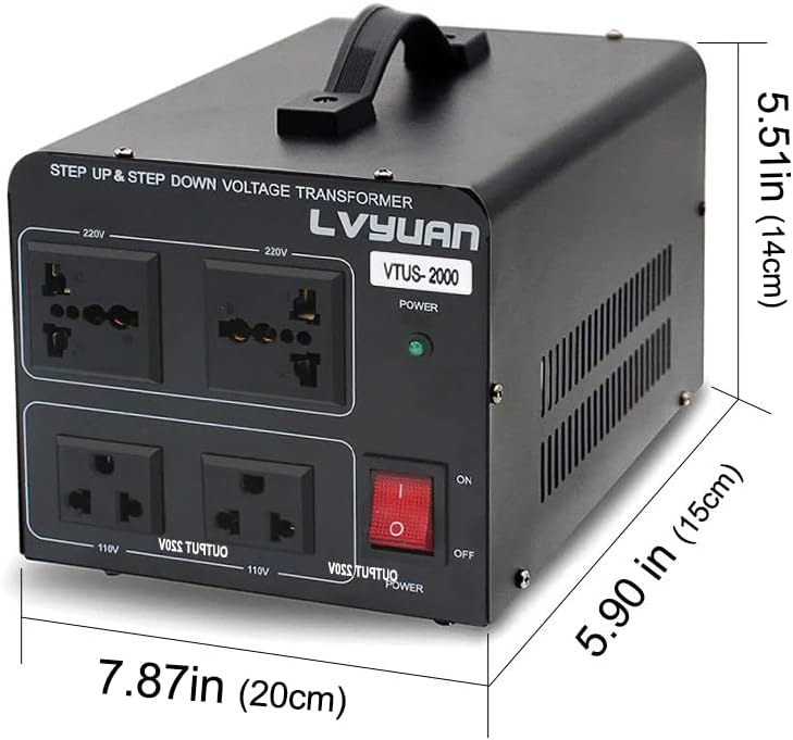 Voltage Transformer Converter 2000 Watt Step Up/Down with 2 US Outlets, 2 Universal Outlets Pack of 2 N805