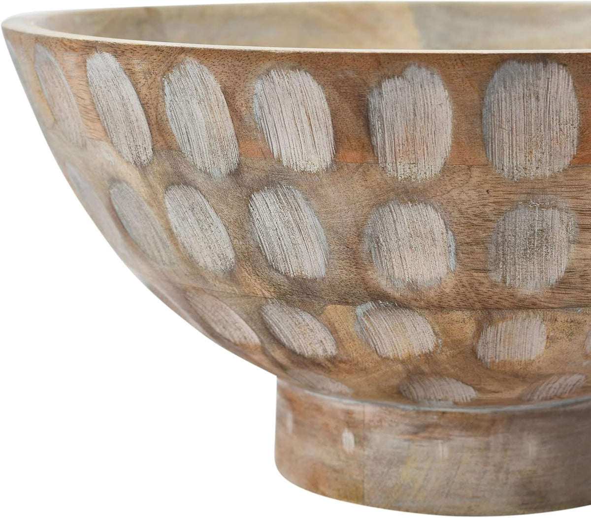 Mango Wood Footed Carved Circle Bowl K3573