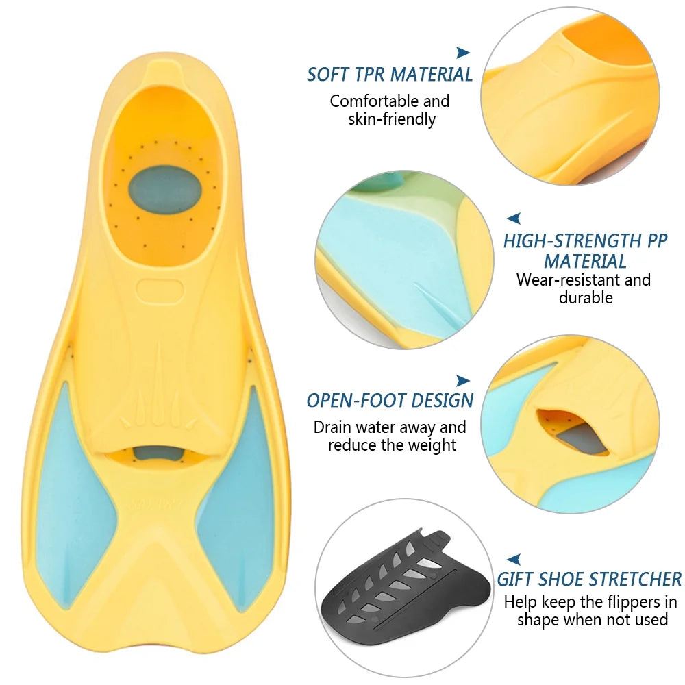 Short Swim Fins for Swimming Snorkeling Training D7739