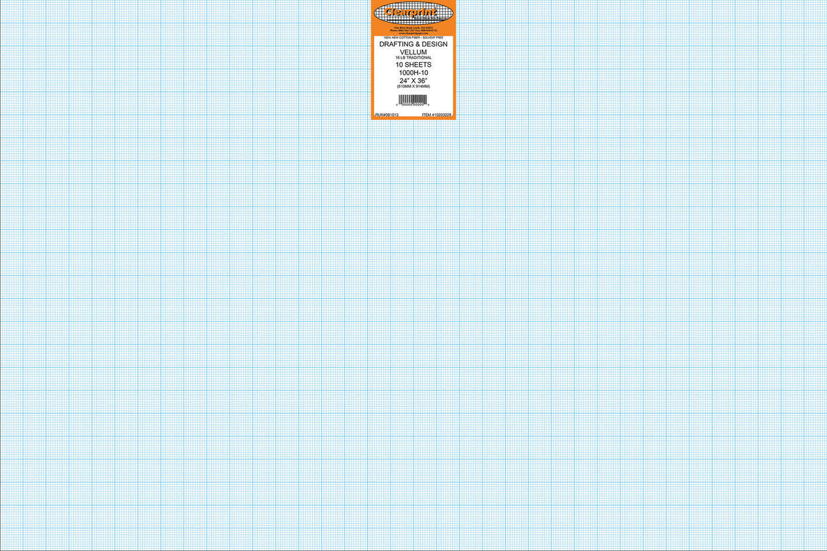 24 x 36 Vellum 10-Sheet Pack 10x10 Grid E884