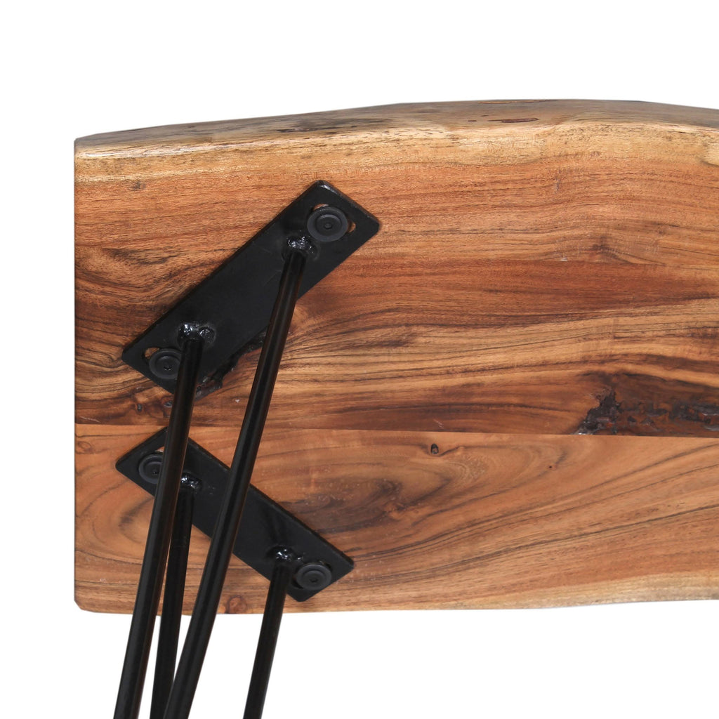 Natural Live Edge Wood Bench with Metal E73919