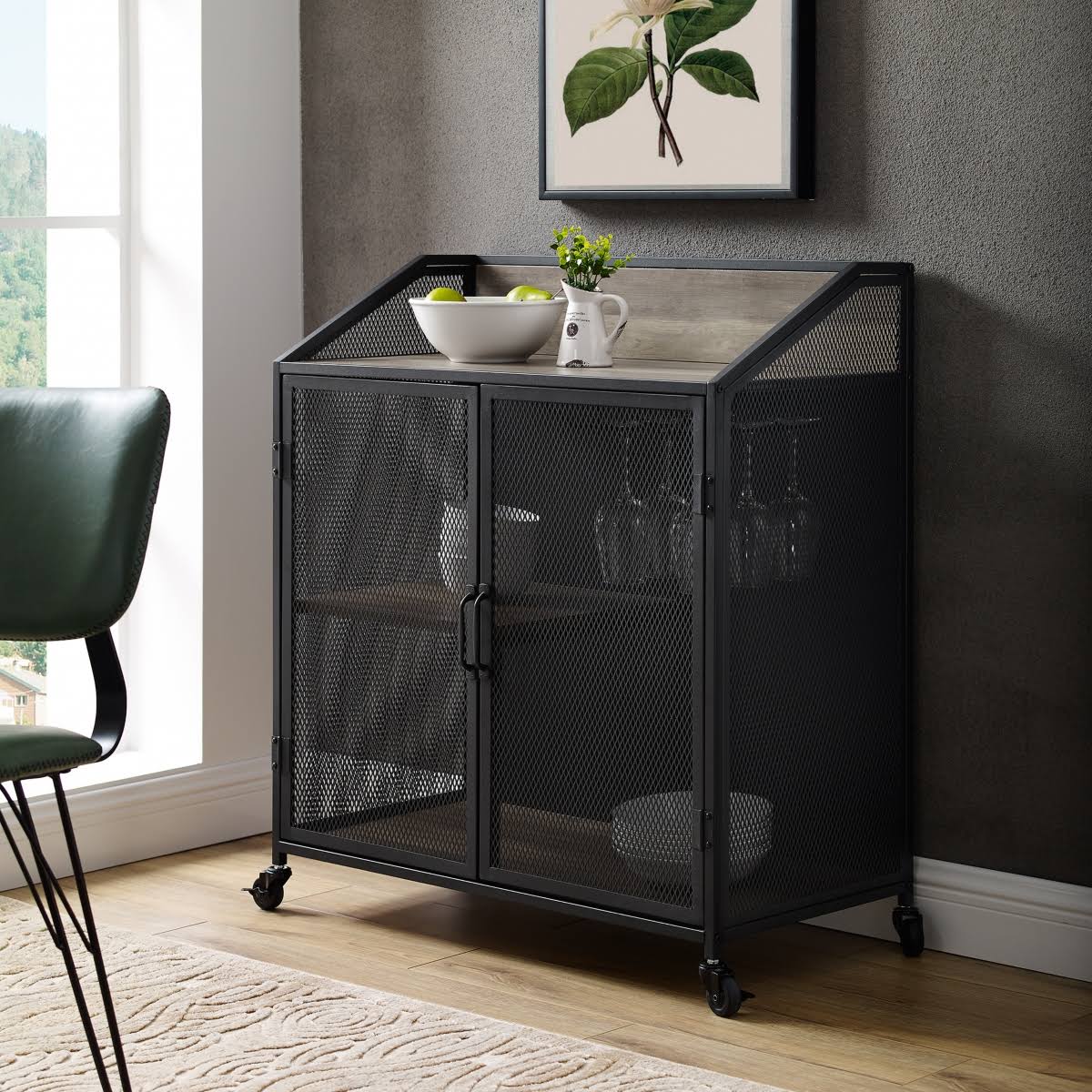 Industrial Bar Cabinet with Mesh P6498