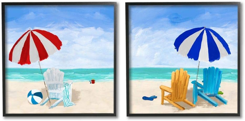 Beach Chairs Wall Art, 2pc, Each 12 x 12, Multi-Color S41021