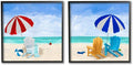 Beach Chairs Wall Art, 2pc, Each 12 x 12, Multi-Color S41021