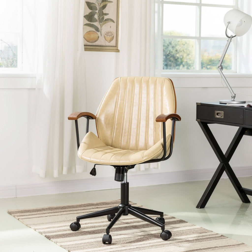Cream Adjustable Swivel Desk Chair P370453