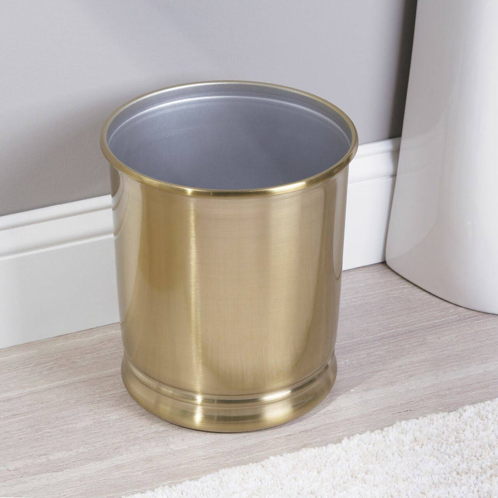 Soft Brass Metal Round Trash Can 2 Pack T95973