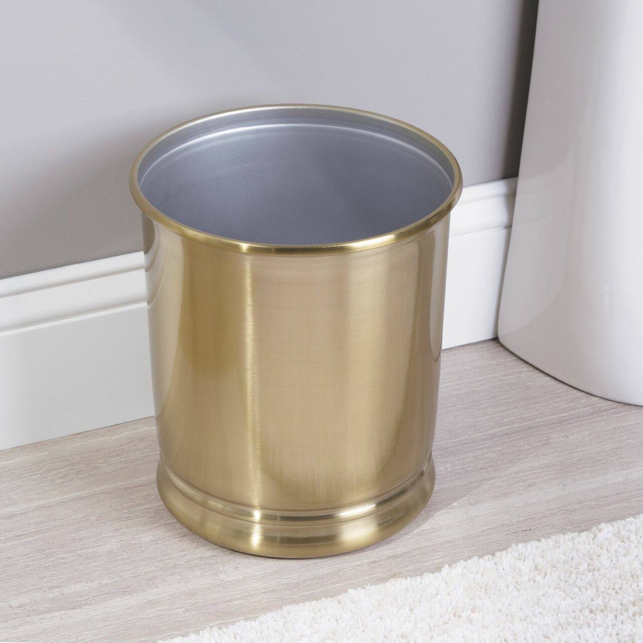 Soft Brass Metal Round Trash Can 2 Pack T95973