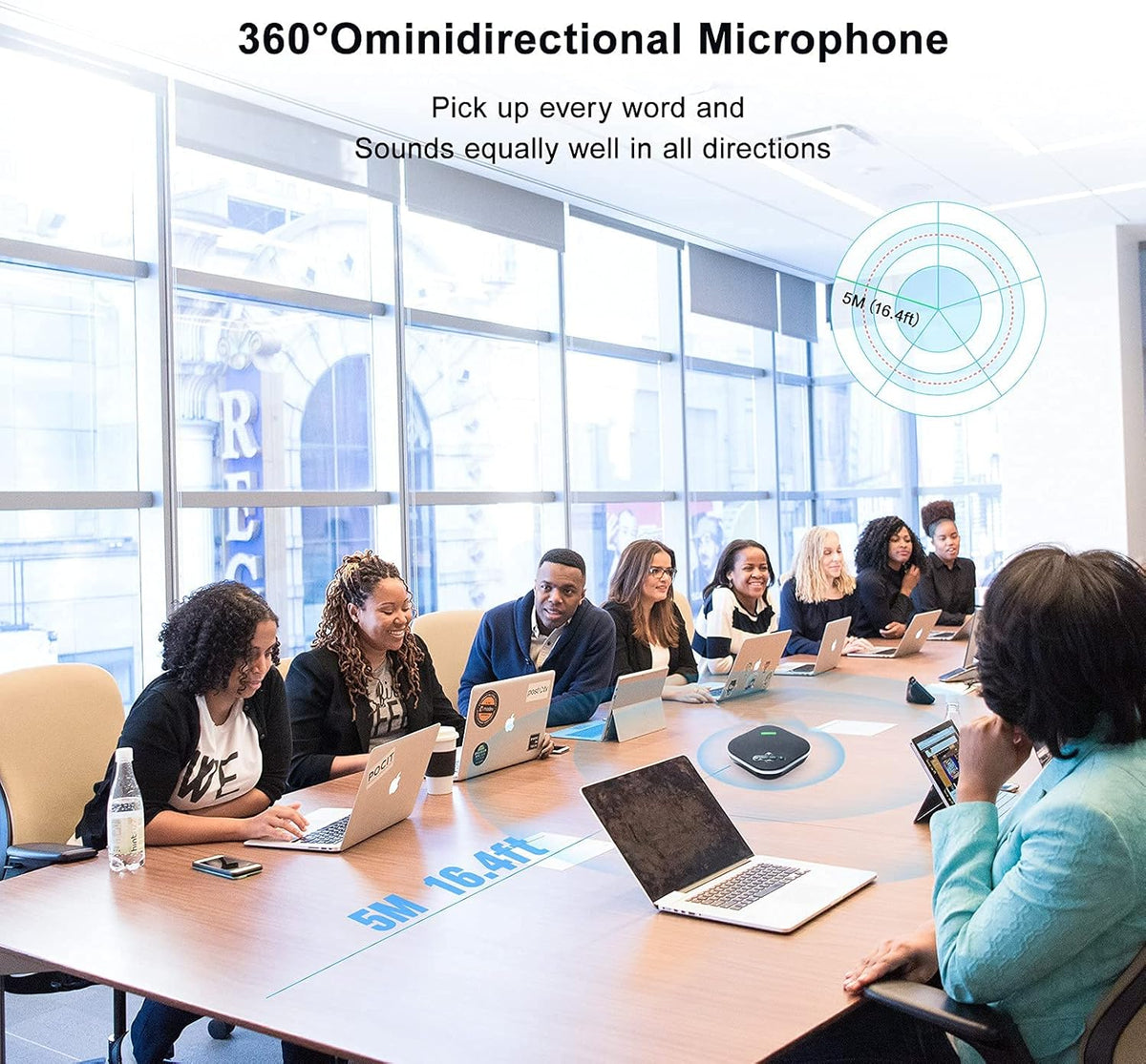 Wireless Conference Speaker with 4 Mics for 10-12 People C638