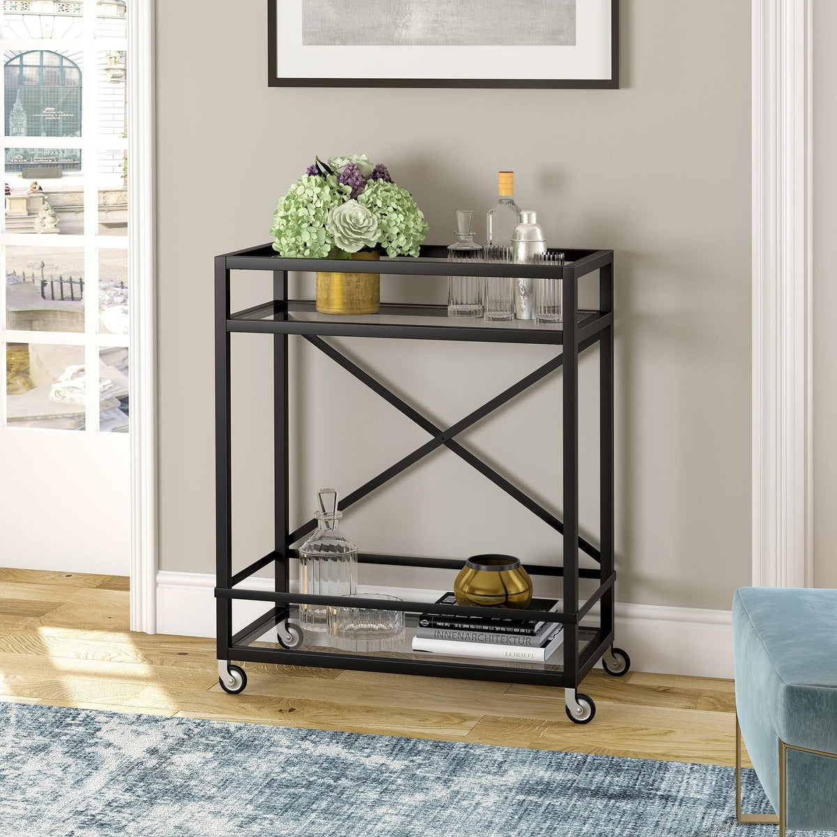Satin Nickel Bar Cart A90920