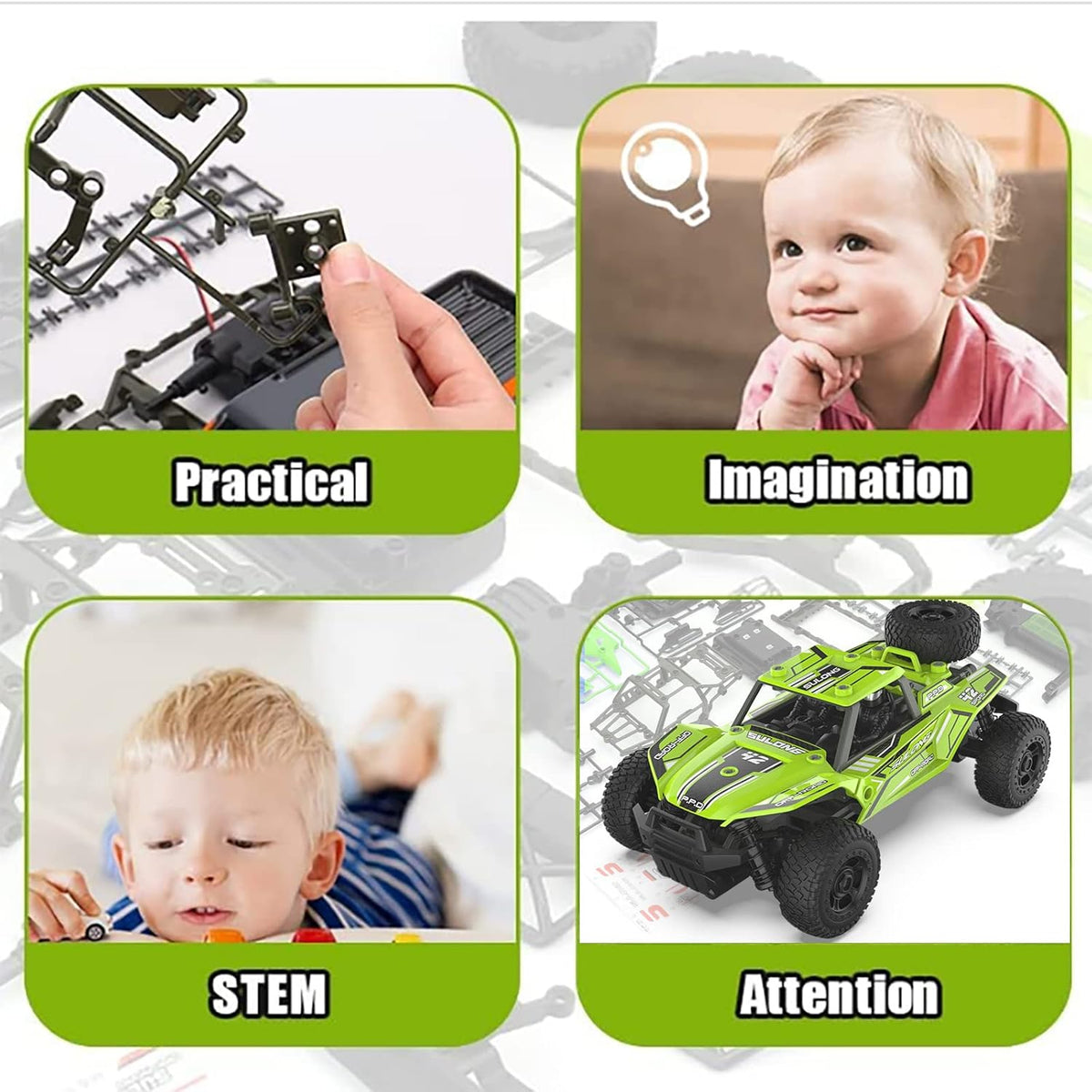 1:18 Scale 2.4GHz 4WD Remote Control Car with 2 Batteries Pack of 2 G657642