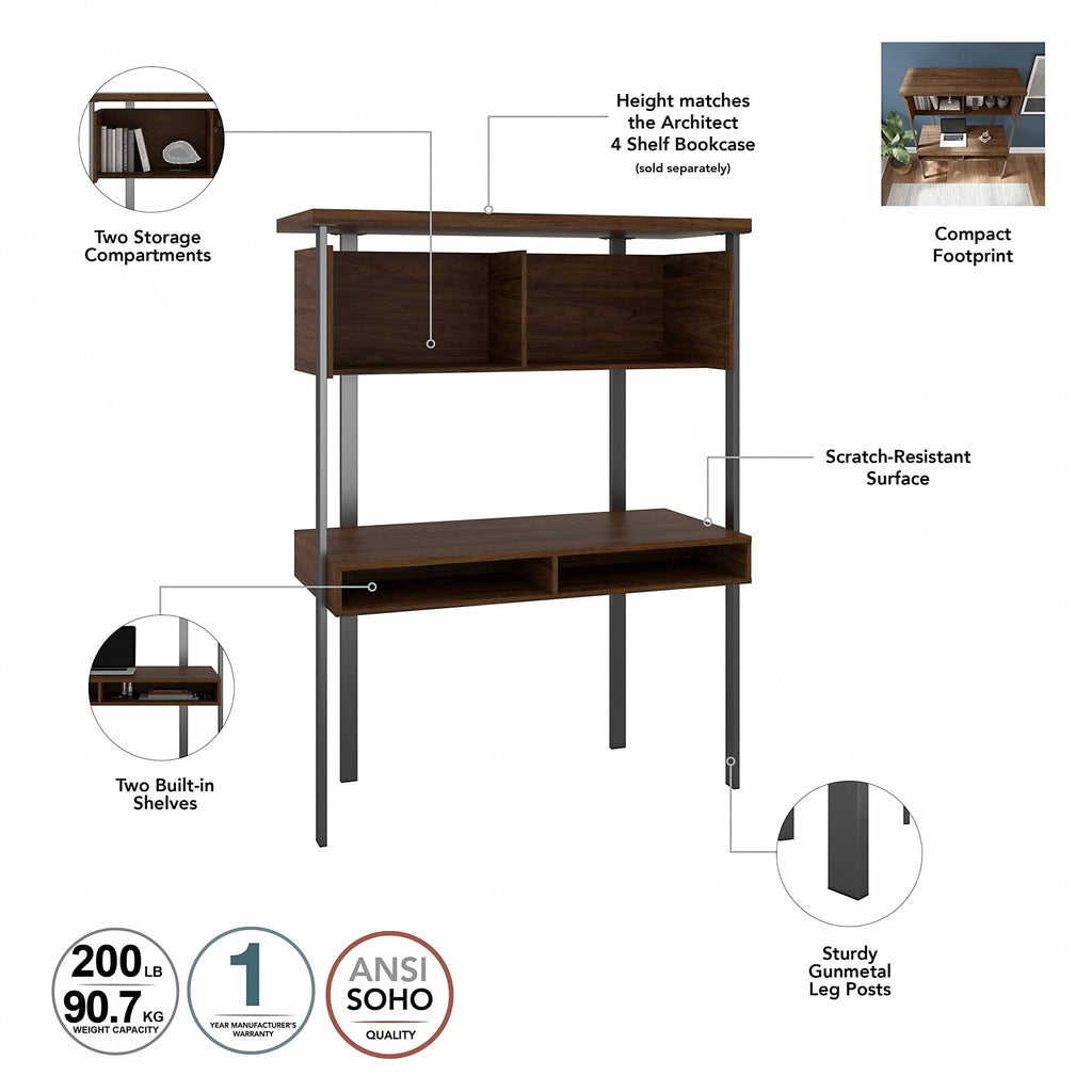 Walnut Computer Desk with Hutch S542