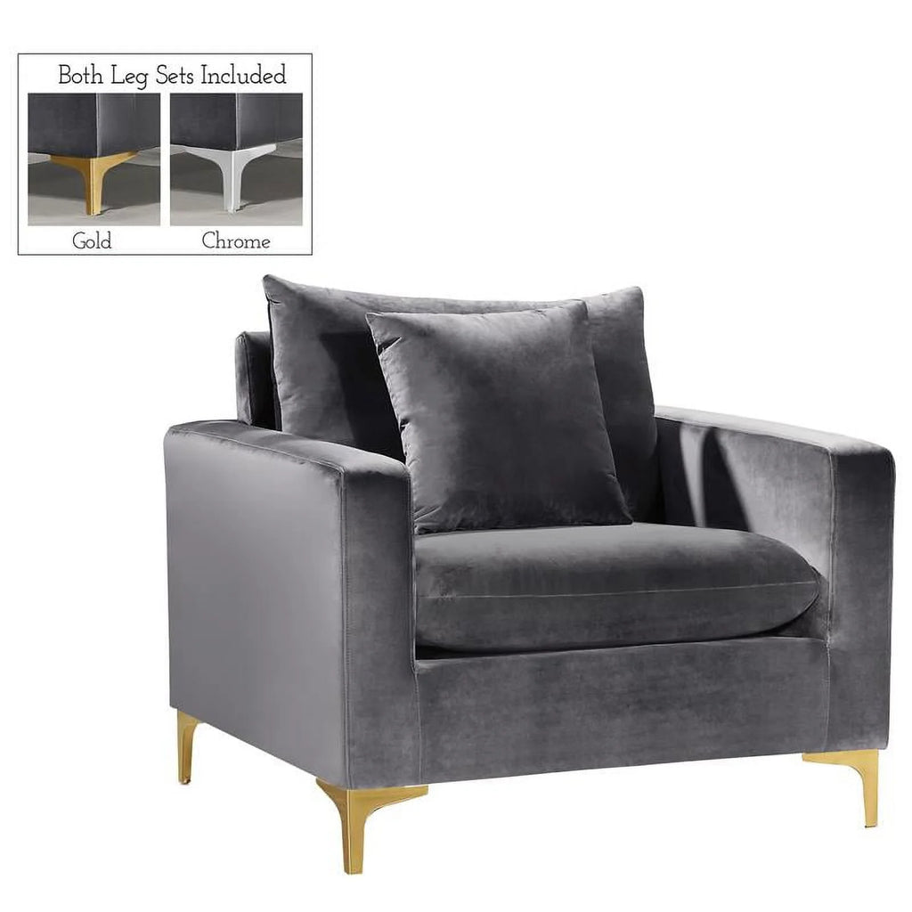 Gray Velvet 3-Piece Sofa Set U808387