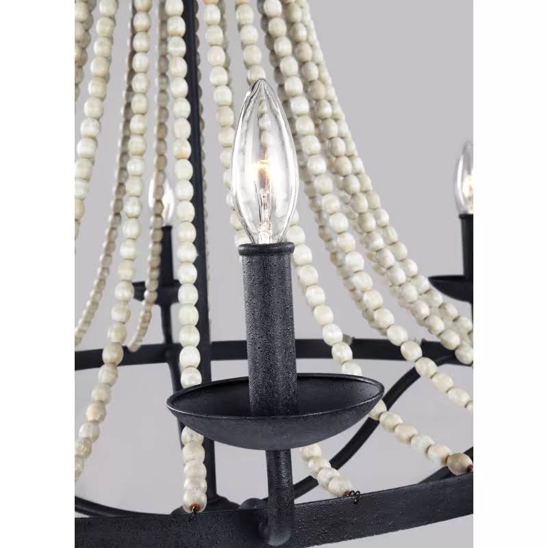 6-Light Candle Style Empire Chandelier with Beaded Accents C4439