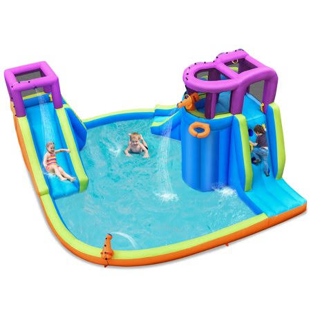 6 in 1 Inflatable Dual Slide Water Park Climbing Bouncer D569989