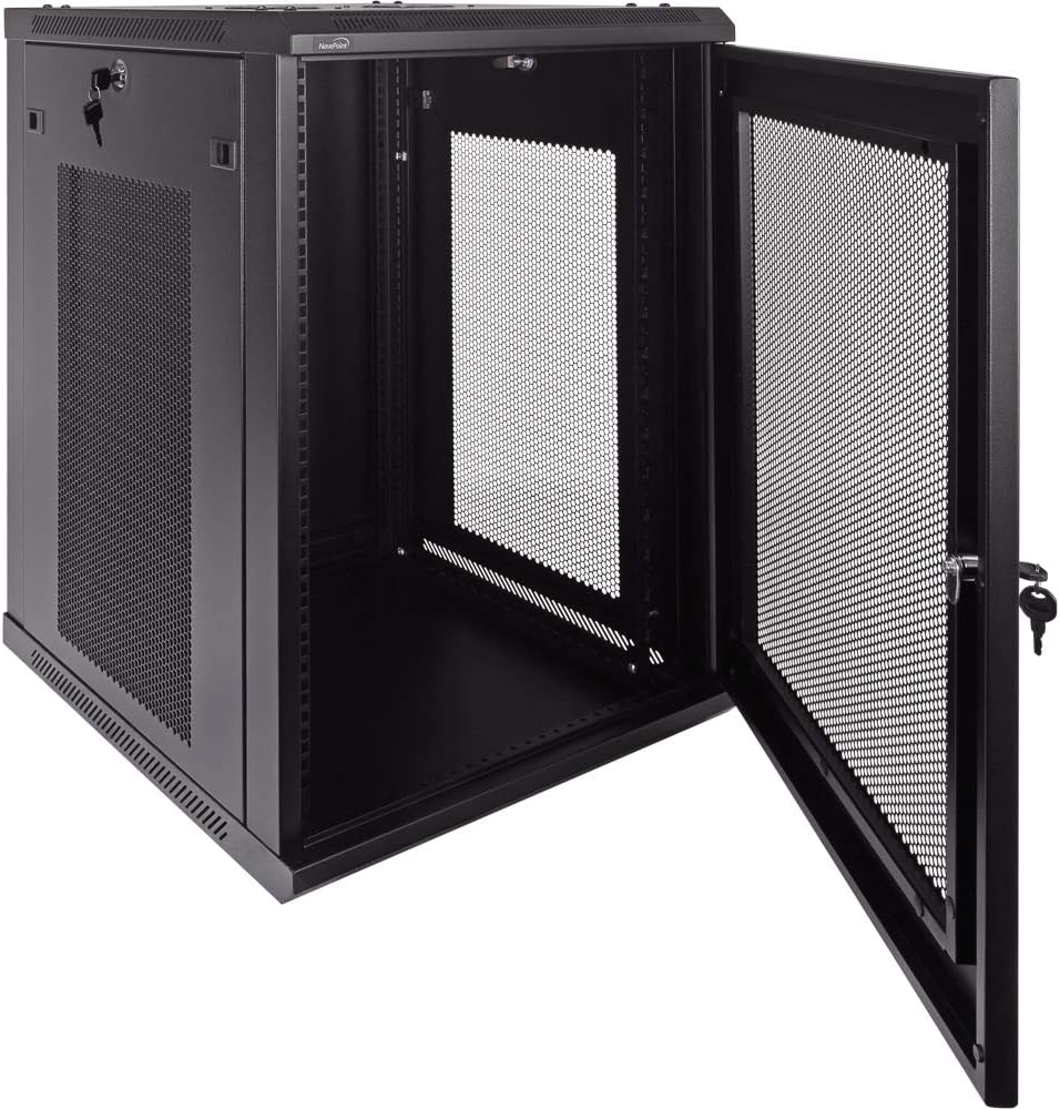 15U Wallmount IT Cabinet Enclosure 19-Inch Server Network Rack with Locking Perforated Door Black B6841