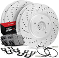Brake Pads and Rotors Kit with Hardware and Sensor Kit T457