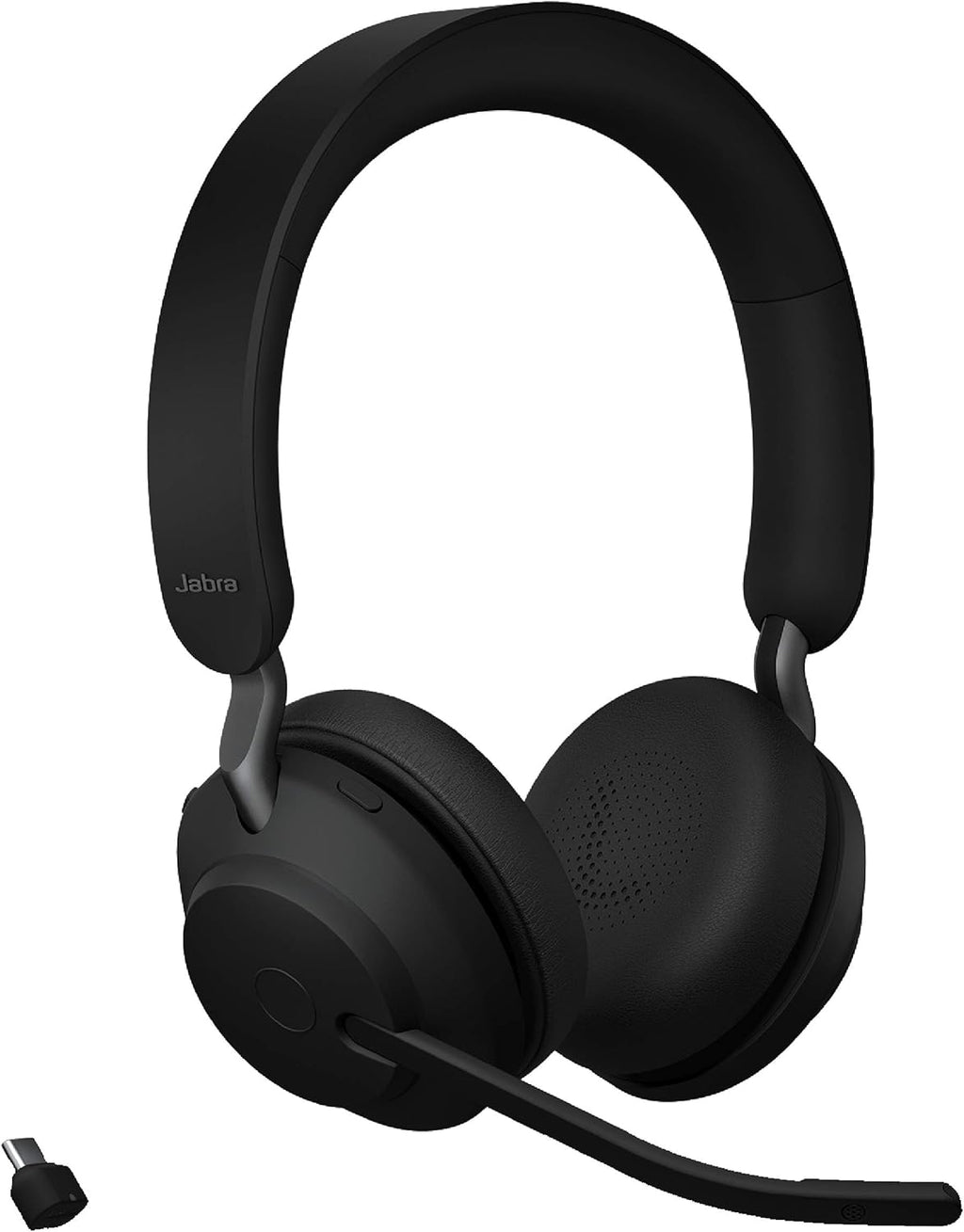 Jabra Evolve2 65 UC Wireless Headphones with Link380a, Stereo, Black – Wireless Bluetooth Headset for Calls and Music, 37 Hours of Battery Life, Passive Noise Cancelling Headphones A238