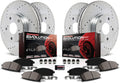 Front and Rear Z23 Carbon Fiber Brake Pads with Drilled & Slotted Brake Rotors Kit Q279010