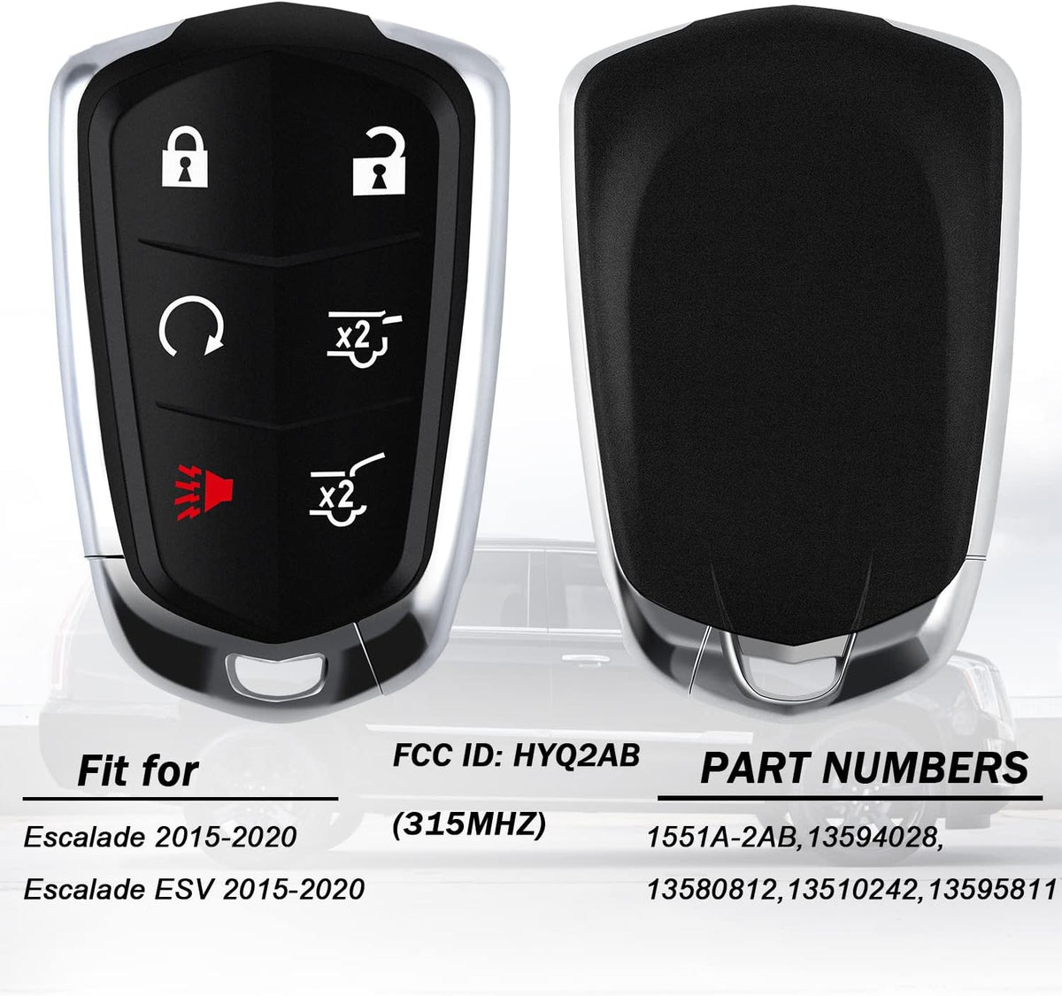 Replacement 6 Buttons Proximity Smart Keyless Entry Remote Fob 315Mhz 1 Piece O7404