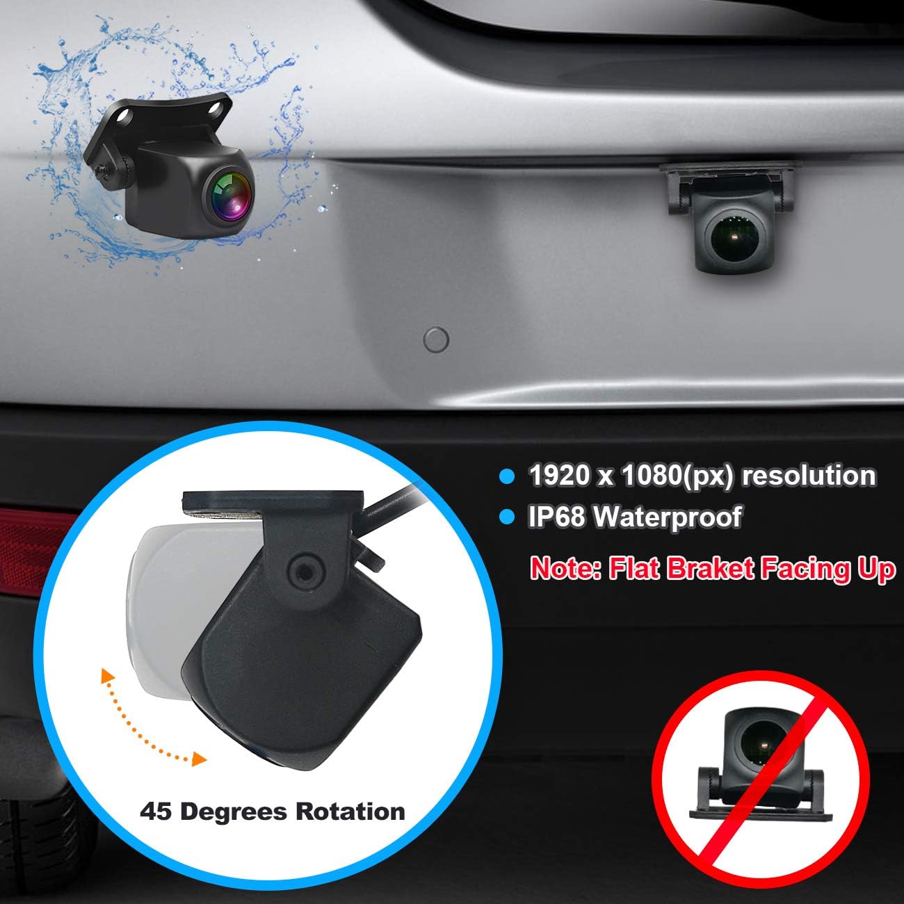 1080P HD Backup Camera with 7 inch Touch Screen Dual Lens Front and Rear S873