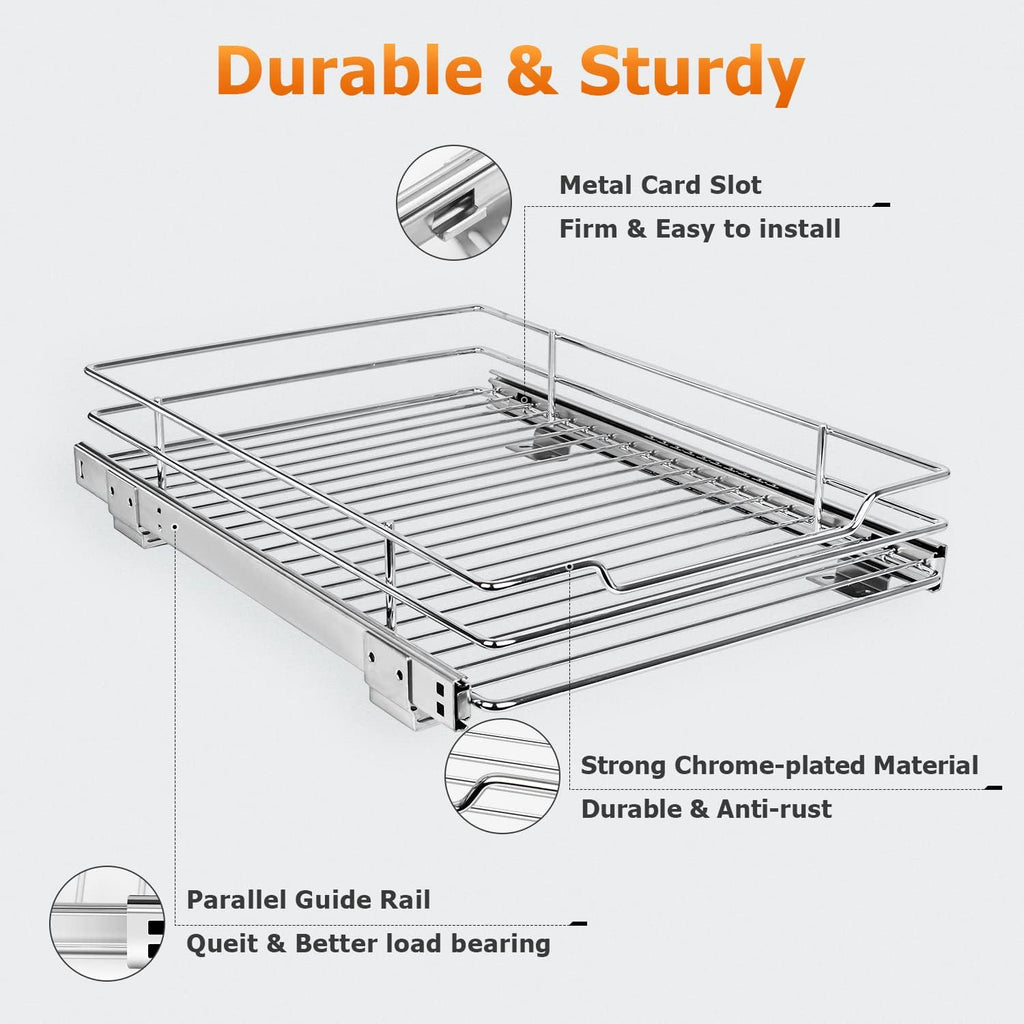 Pull Out Cabinet Organizer, Heavy Duty Slide Out Pantry Shelves, 12.44 W x 16.54 D, Pack of 2 G6854