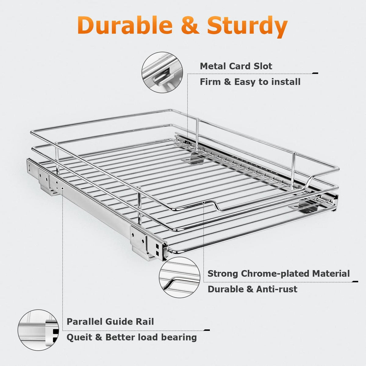 Pull Out Cabinet Organizer, Heavy Duty Slide Out Pantry Shelves, 12.44 W x 16.54 D, Pack of 2 G6854