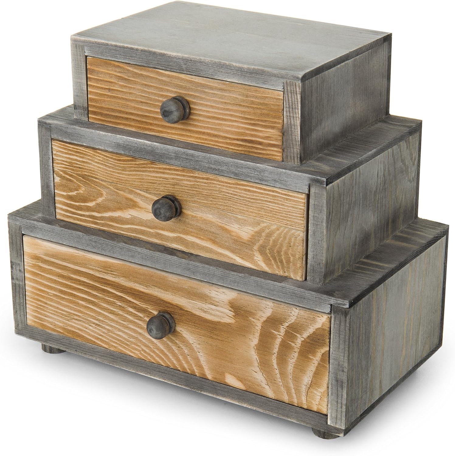 Rustic Wood 3-Drawer Desk Organizer Cabinet U728