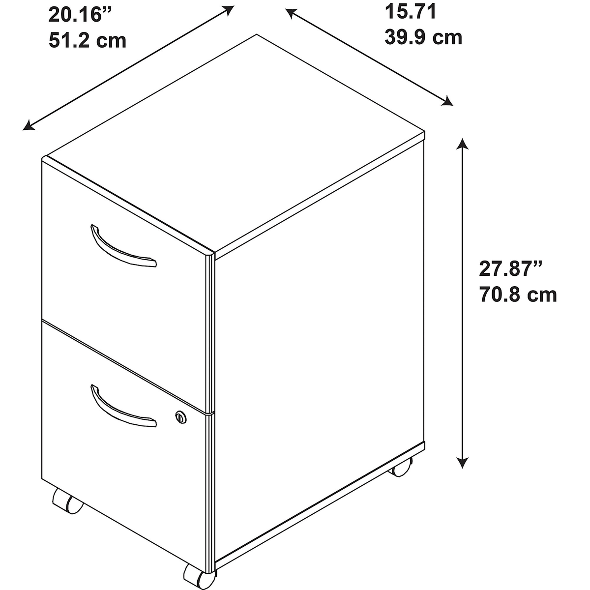 2 Drawer Mobile File Cabinet, Mocha Cherry I2008
