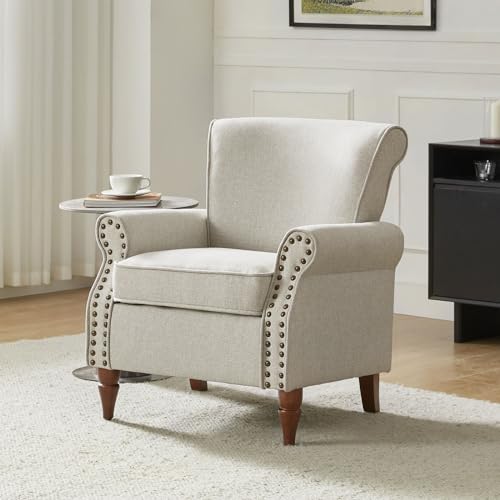 Accent Chairs Set of 2 with Wood Legs & Removable Cushion, RED B68066