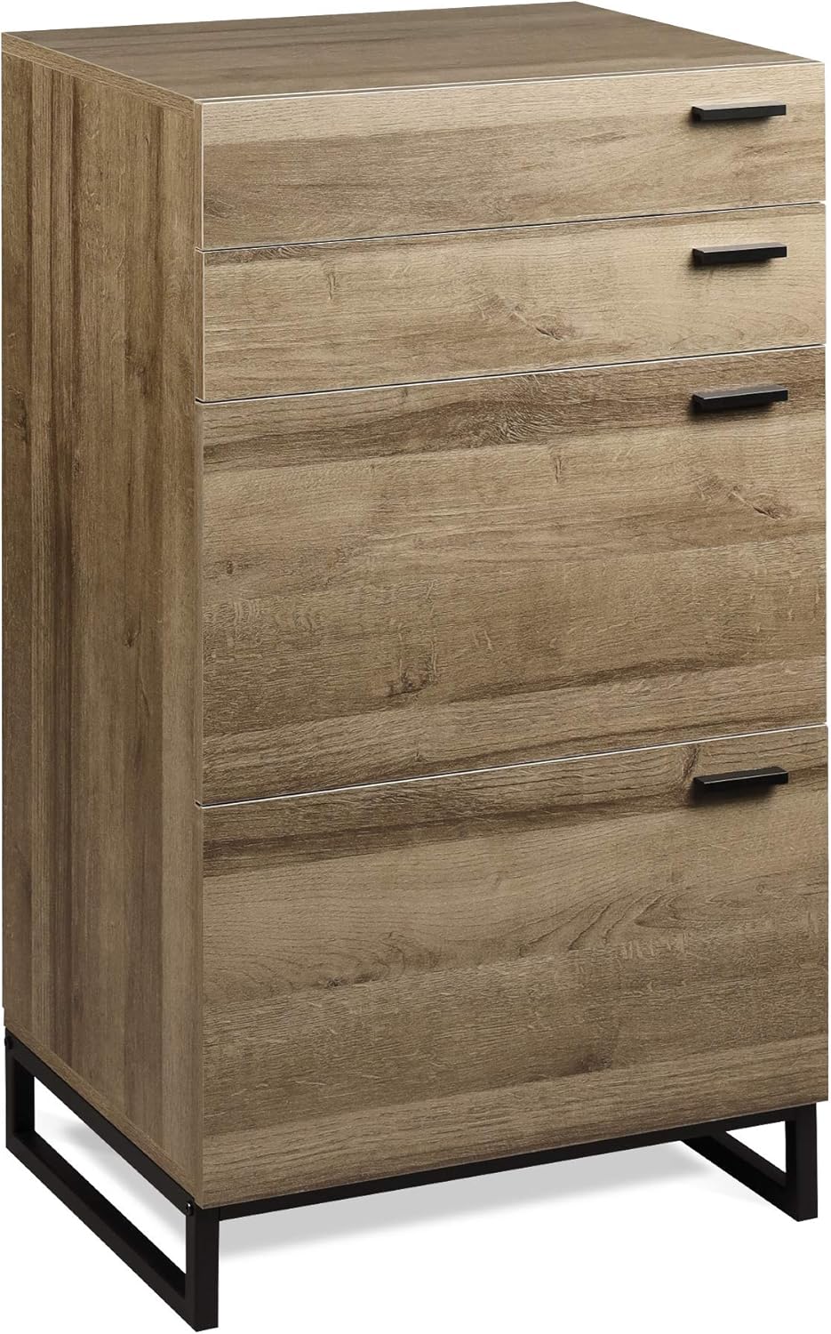 4 Drawer Tall Wood Dresser with Metal Frame N4683