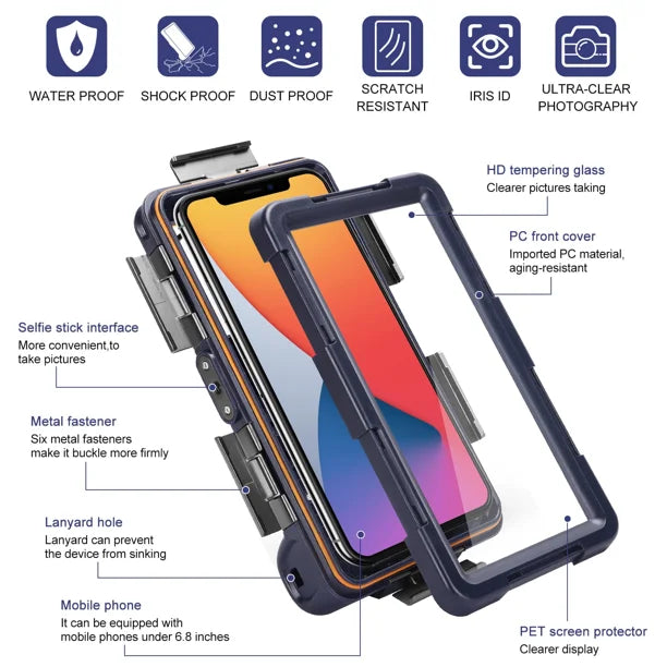 Waterproof Protective Case for Phones Up to 6.9 Inch with Lanyard O95391