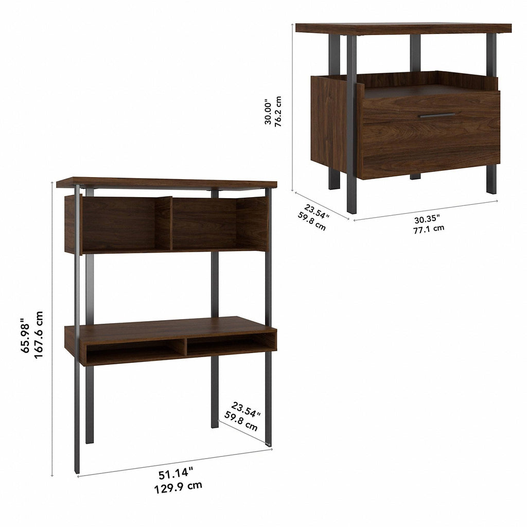 Walnut Computer Desk with Hutch S542