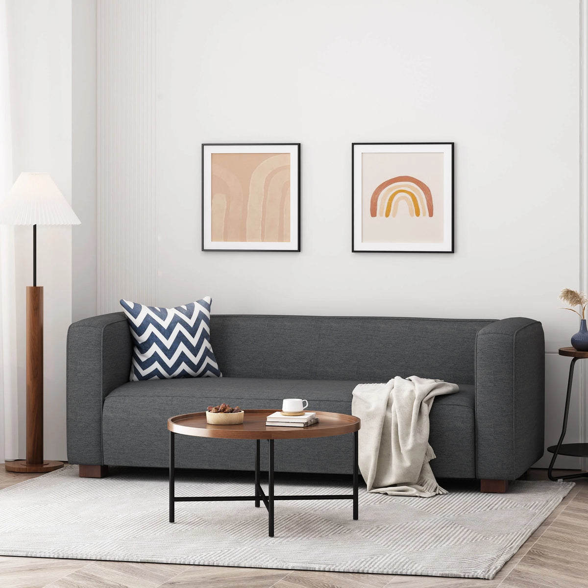 Charcoal Fabric Upholstered Loveseat V499025