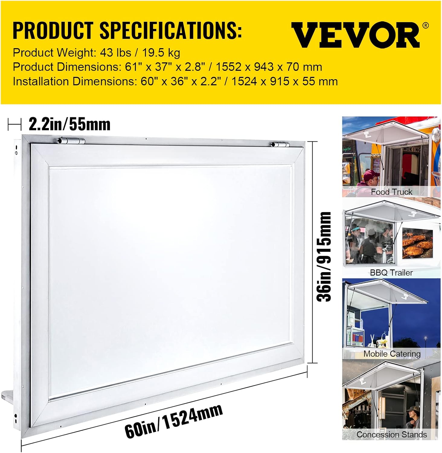 Concession Stand Serving Window with Double-Point Fork Lock U8537