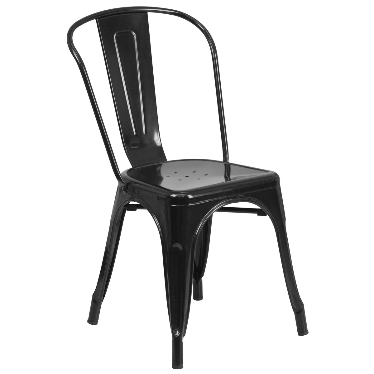 Black Round Metal Table Set with 4 Cafe Chairs D84420