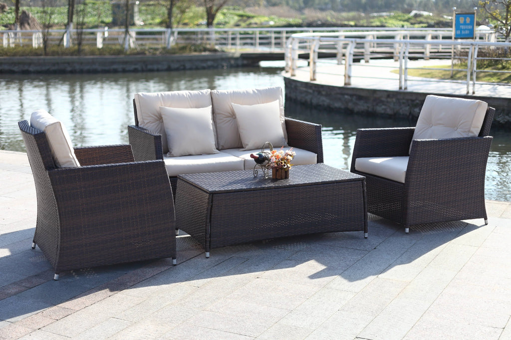 4 Piece Wicker Outdoor Living Set Y1658