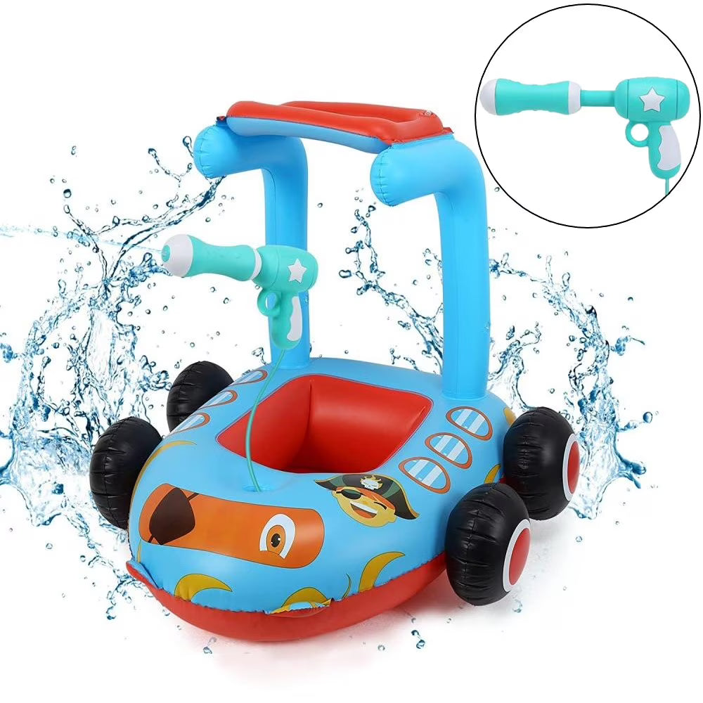 Toddlers Inflatable Pool Float Toys with Water Spray Gun Pirate Boat N718