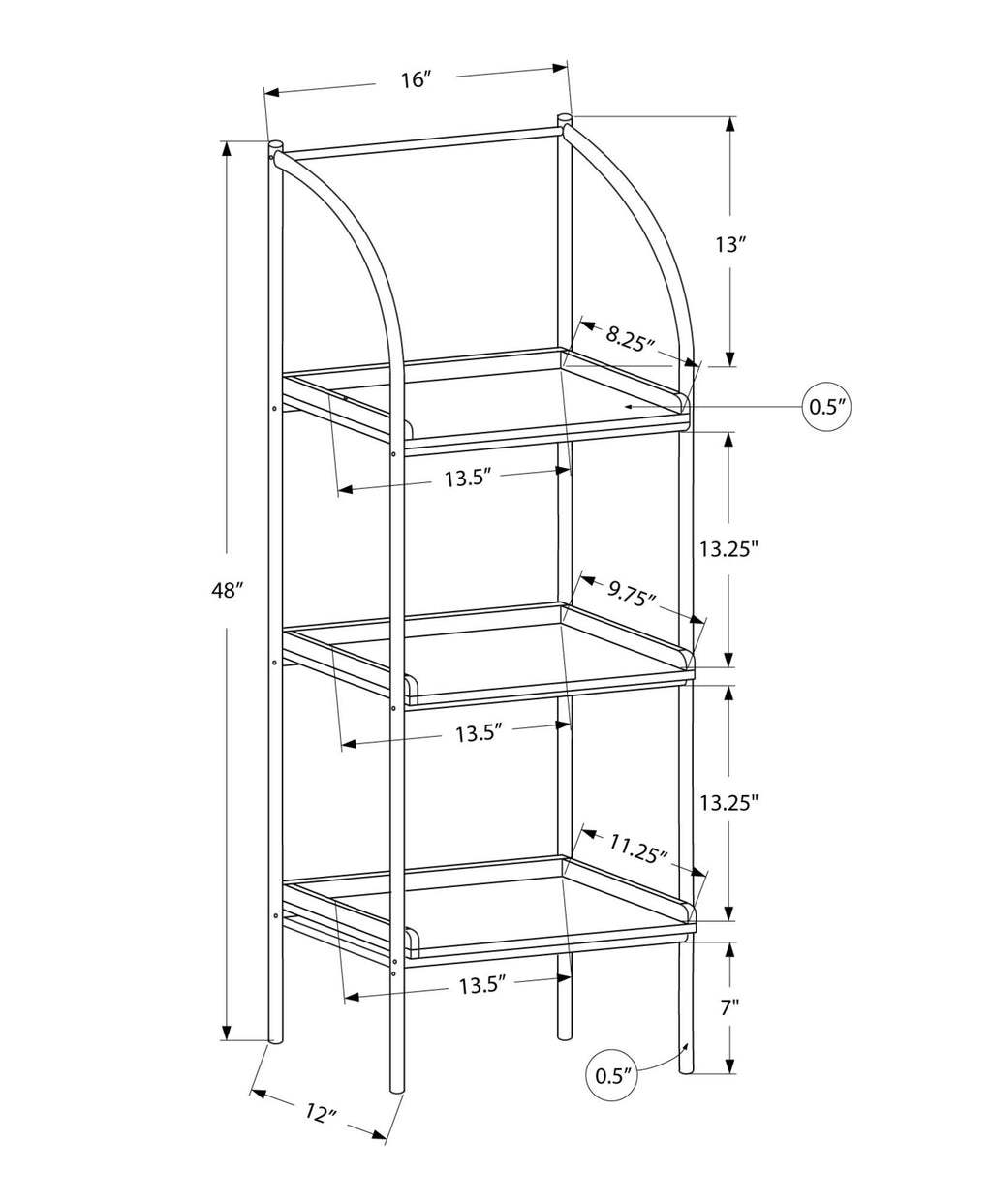 Dark Taupe Black Metal Bookcase H583850