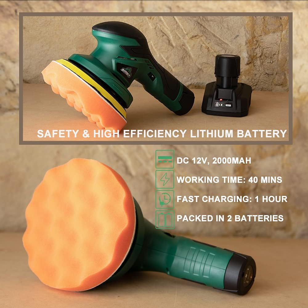 Cordless Car Buffer Polisher with 12V Lithium Rechargeable Battery Brushless Polisher X324197