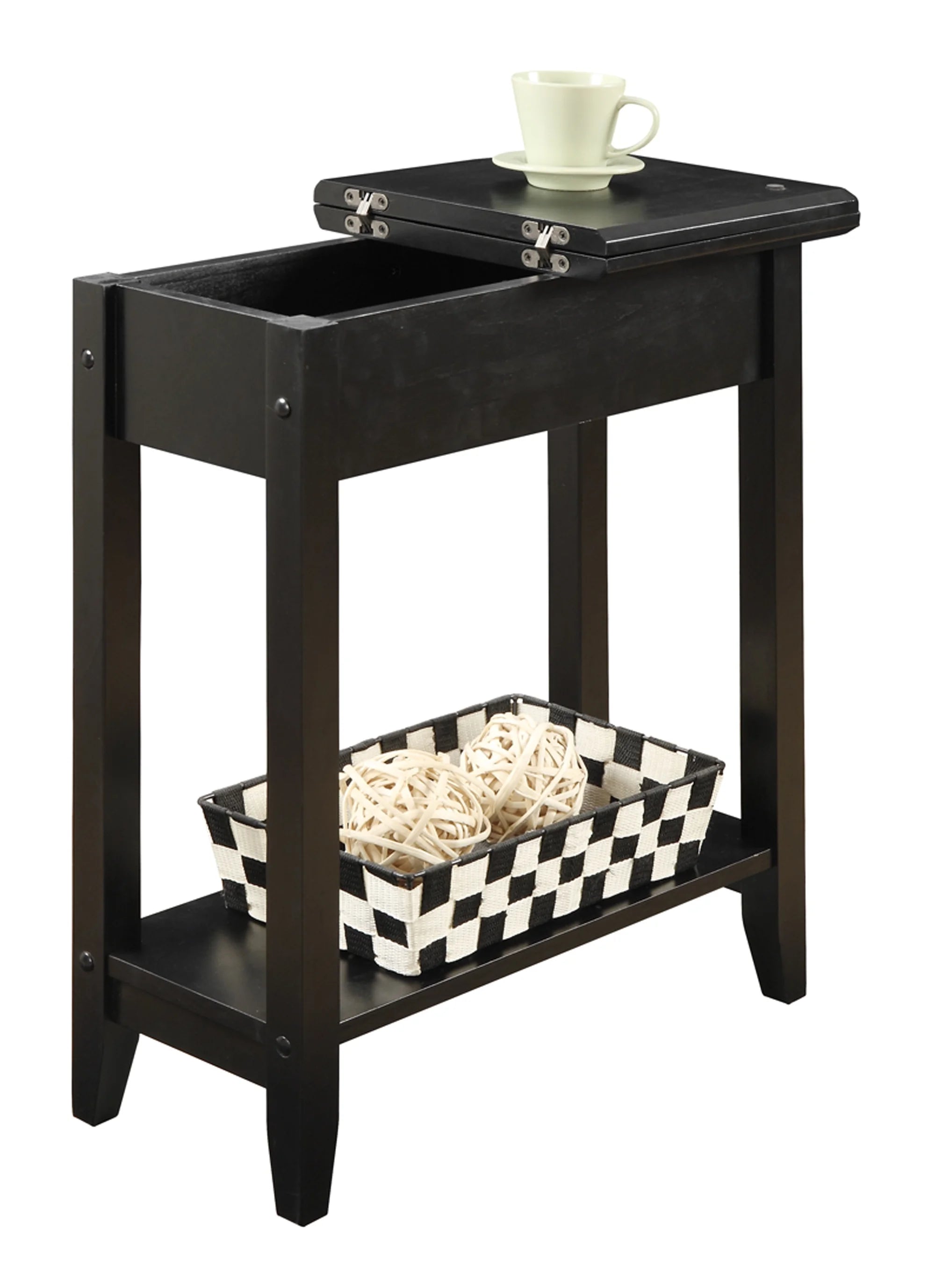 Black Flip Top End Table with Shelf S93131