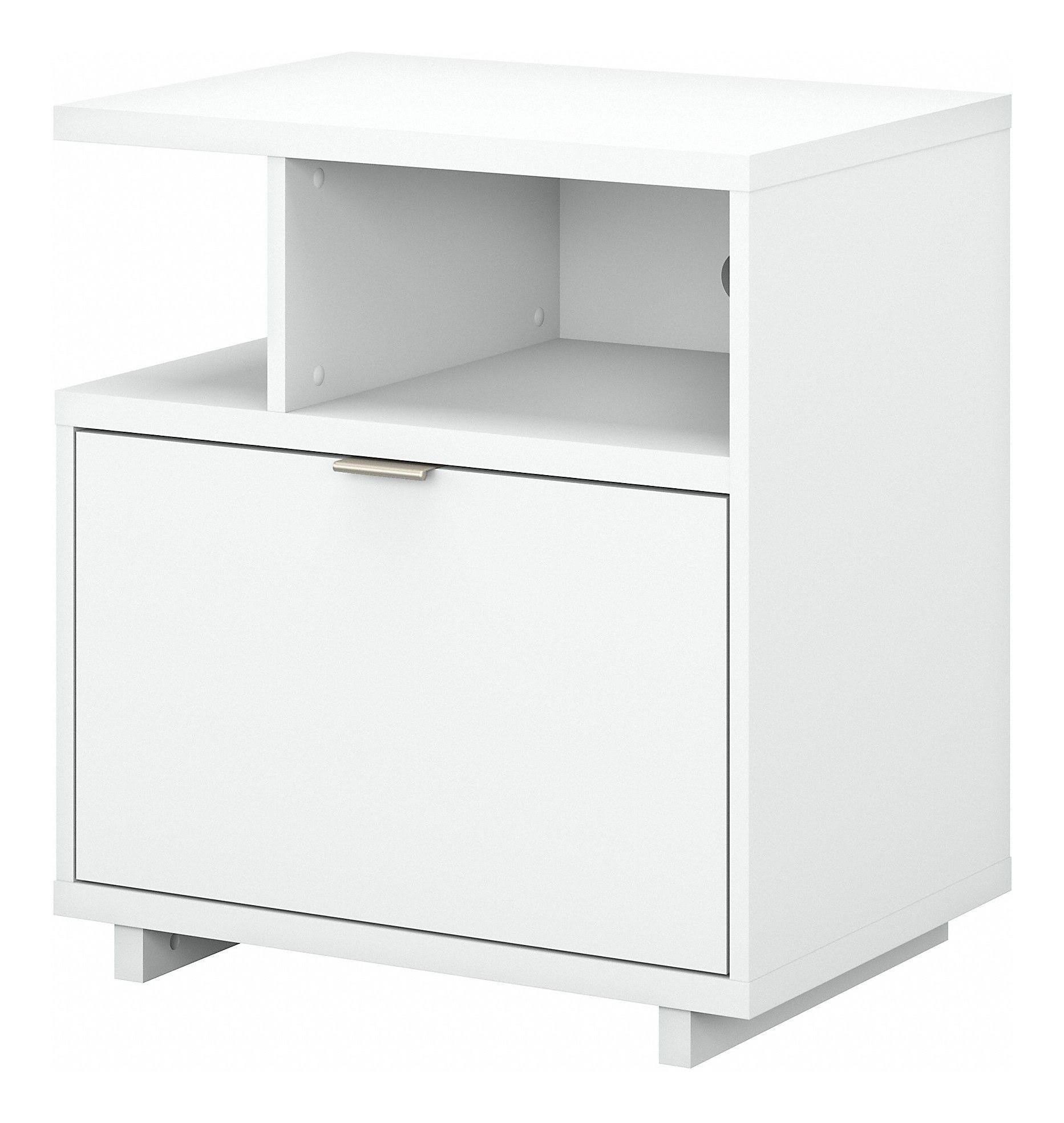 Pure White Lateral File Cabinet with Shelves K7817