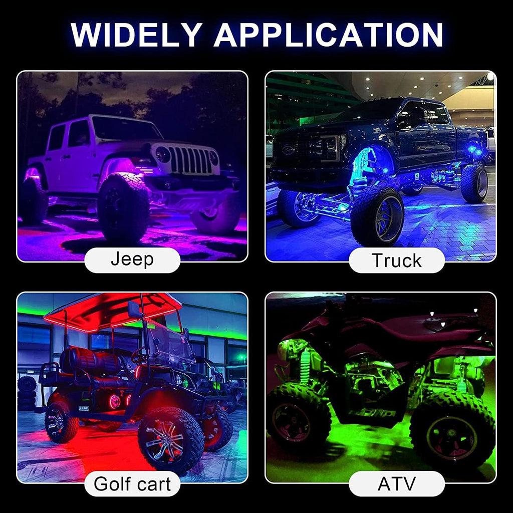 RGB LED Rock Lights Waterproof Car Neon Light Kit 10 Pods G48943