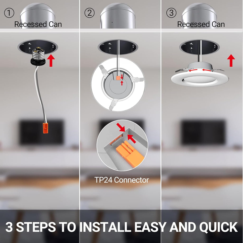 5/6 LED Recessed Downlights WiFi Dimmable 15W 1200 LM 4PCS Pack of 2 S8434