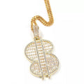 14K Gold Over Finish Simulated Diamond Pendant Necklace S7292