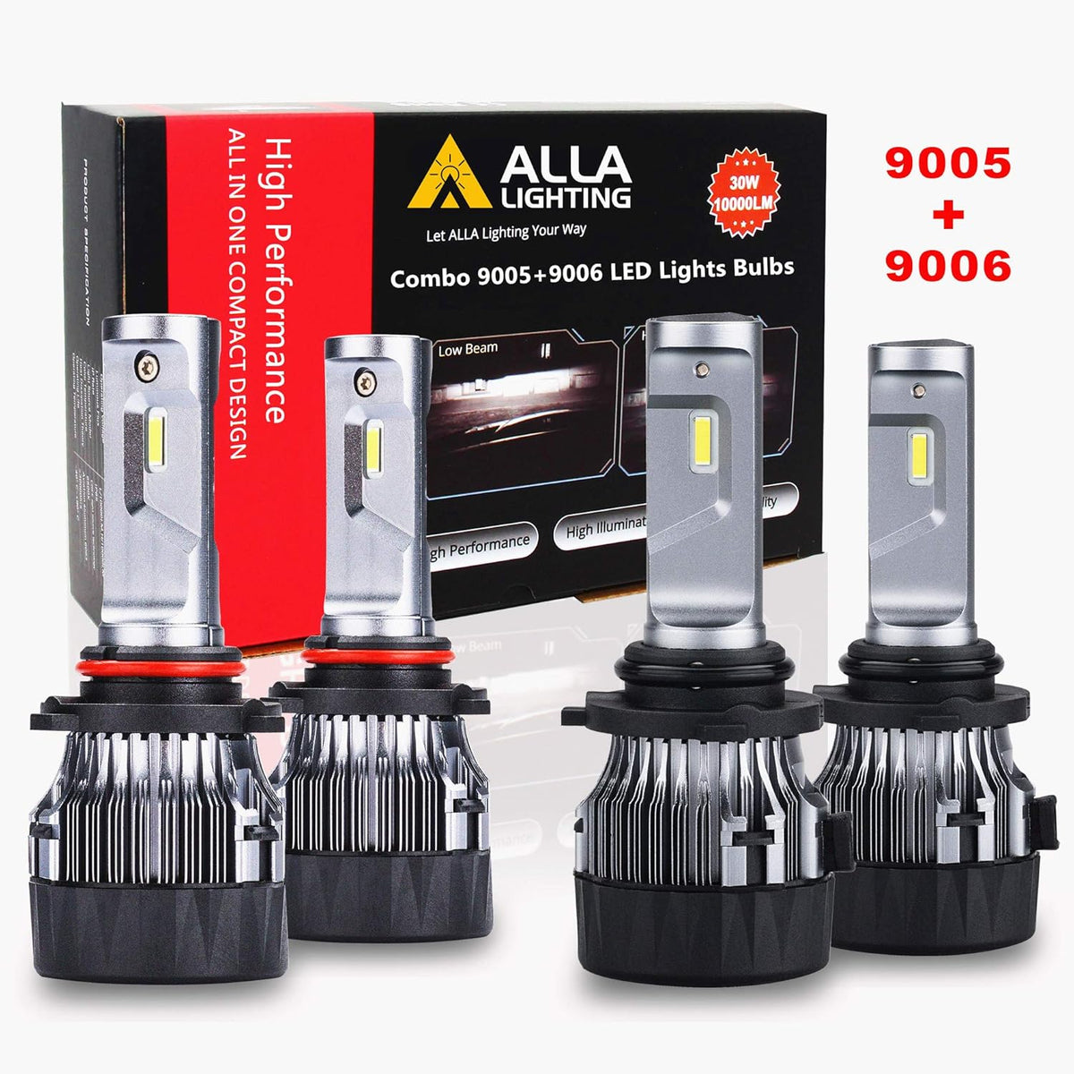 9005 9006 LED Bulbs Combo 6000K ~ 6500K Xenon White (4 Packs, 2 Sets) P252