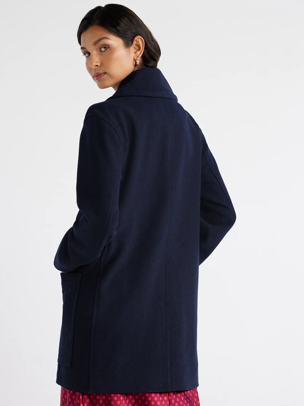 Wool-Blend Peacoat with Patch Pockets Q350
